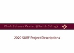 Summer Research Fellowship Project Descriptions 2020