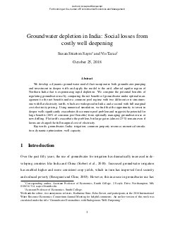 Groundwater Depletion in India: Social Losses from Costly Well Deepening