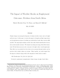 The Impact of Weather Shocks on Employment Outcomes: Evidence from South Africa